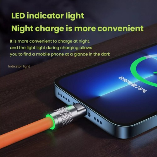 1,2m 3in1 USB Typ C, Micro USB, 6Pin Kabel Multi Micro Schnell Ladekabel Orange - Photo 7 sur 11