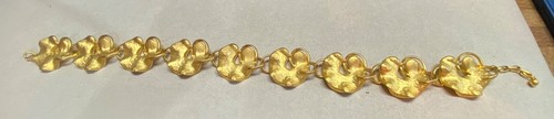 Vintage Lily Pad Necklace Brushed Gold Plated Statement Necklace Art Nouveau - Picture 5 of 7
