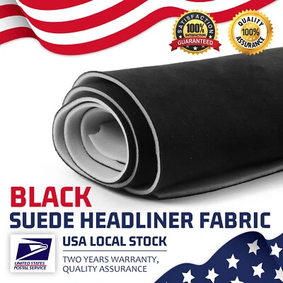 HOMCHEK Black Suede Headliner Fabric Material 98"x60" Car Interior Roof Liner Upholstery