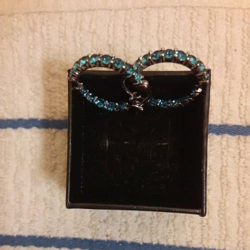 Earrings Stainless Steel Hoops Made With Indicolite Crystal From Swarovski (412) - Picture 2 of 9