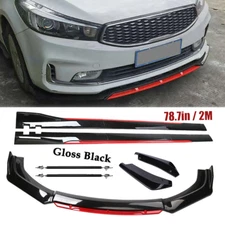 Gloss Black Strut Rod Front Bumper Lip Spoiler Splitter For Audi A4 S4 RS4 B8 B9