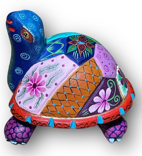Mexican Art Carved Wood Turtle Casa Don Juan Oaxaca Mexico Signed