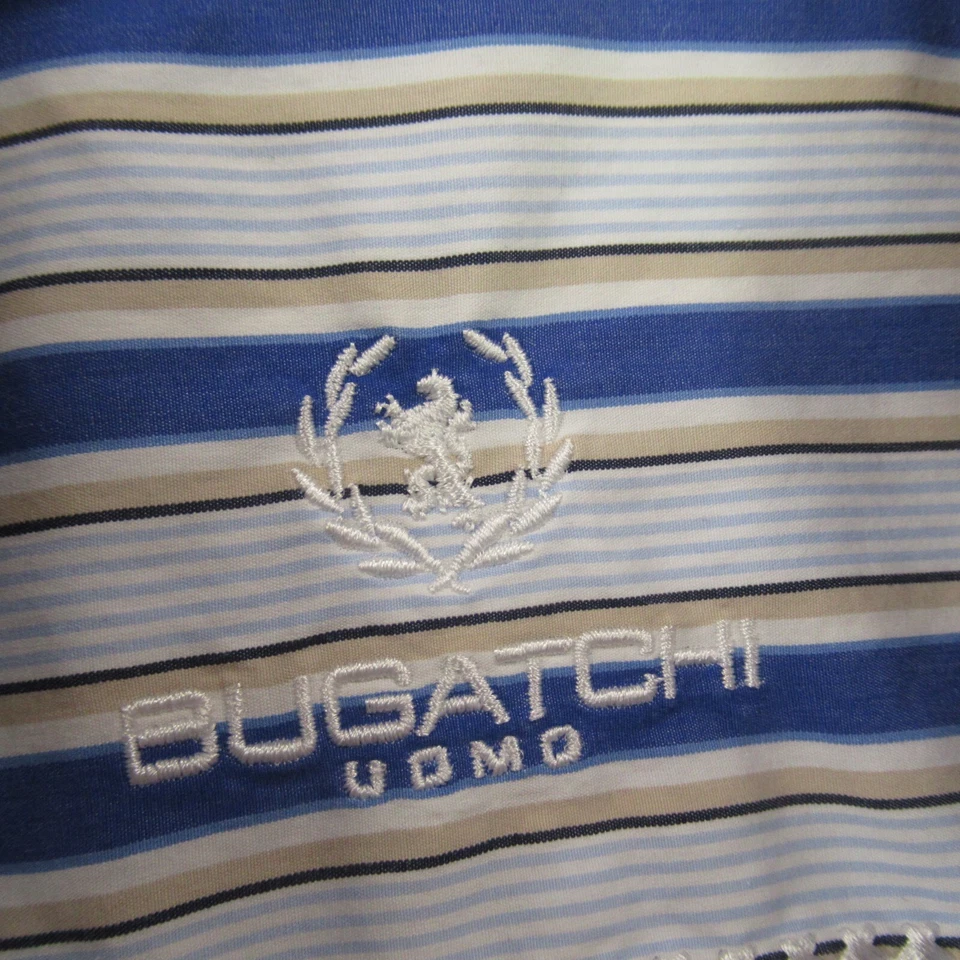 Bugatchi Shirt Mens Medium Stripes Long Sleeve Shaped Fit Lightweight Button Up - Image 4 of 4