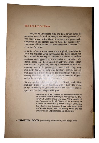 THE ROAD TO SERFDOM, by FRIEDRICH A. HAYEK, 1956, 11th IMPRESSION, SOCIALISM - Picture 2 of 6