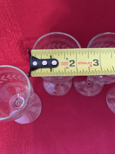 Set of 4 Anchor Hocking Clear Etched Glass Laurel & Bands Barware Small Glasses - Picture 3 of 21