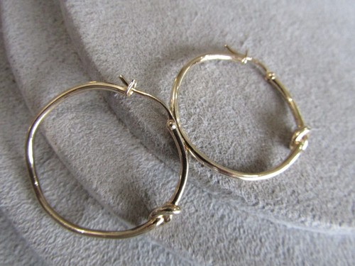 Samuel Aaron Sterlingsilber Gold überzogen runder Knoten Creolen 1,25" - Bild 3 von 6