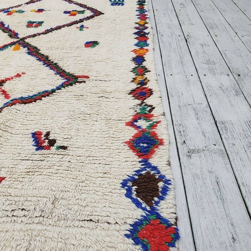 MODA~ Vintage Moroccan Rug Natural Wool Azilal Mondrian Colors Berber 8 x 5 - Picture 5 of 11