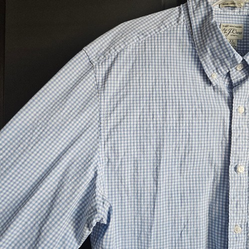 J. Crew Blue White Gingham Slim Untucked Button Down Sz XL - Picture 4 of 9