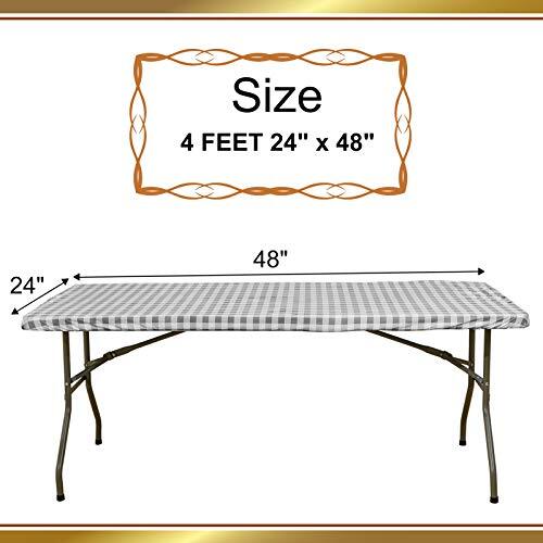 4ft Rectangle Elastic Fitted Tablecloth Waterproof Spillproof Edged Vinyl Table - Picture 3 of 7