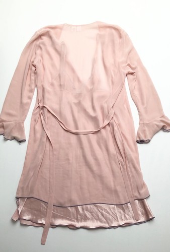 Baby Pink Lilac Satin Lingerie Slip Nightgown w/ Floral Fairy Chiffon Robe S M - Picture 17 of 24