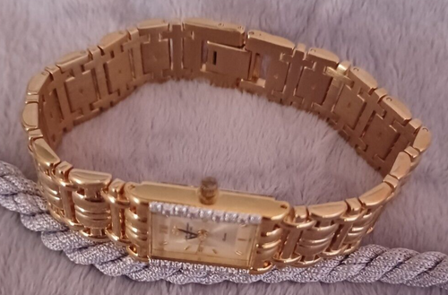 Jules Jurgensen Ladies Gold Tone 10 Diamond Watch Champagne Dial NOS 7454 - Picture 5 of 6
