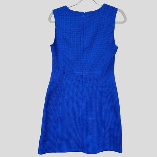 Vestido Lauren Ralph Lauren Mujer Talla 6 Azul Sin Mangas Texturizado Cuello en V Carrera - Imagen 3 de 10