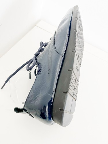 HOTTER Size 5.5 Navy Blue Patent Leather Lace Up Walking / Travel Oxfords Shoes - Picture 6 of 9