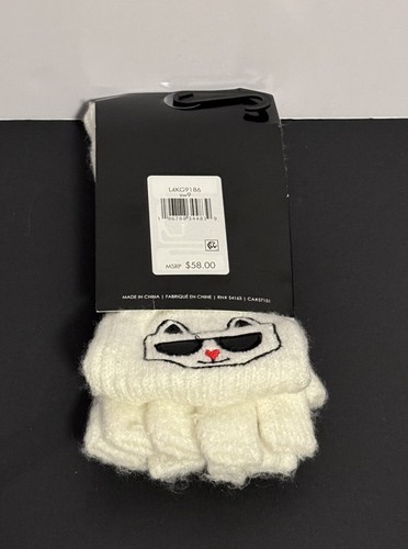Karl Lagerfeld Paris Pantalla Táctil Guantes/Mitones Choupette Gato Blanco Tejido NUEVO - Imagen 7 de 8