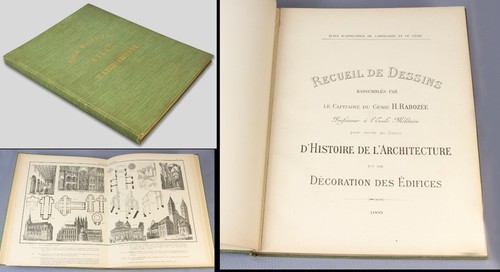 1903 Ecole Militaire Atlas d'Architecture Recueil de Dessins Capitaine Rabozee