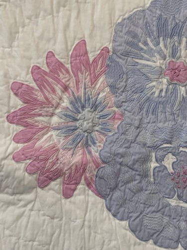 Pottery Barn Kids “Emma” Periwinkle Blue Pink Floral Baby Toddler Crib Quilt - Picture 6 of 12