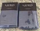 Ralph Lauren SET OF 2 "GAVIN" Indigo solid Blue Euro Sham 100% LINEN  NWT $340