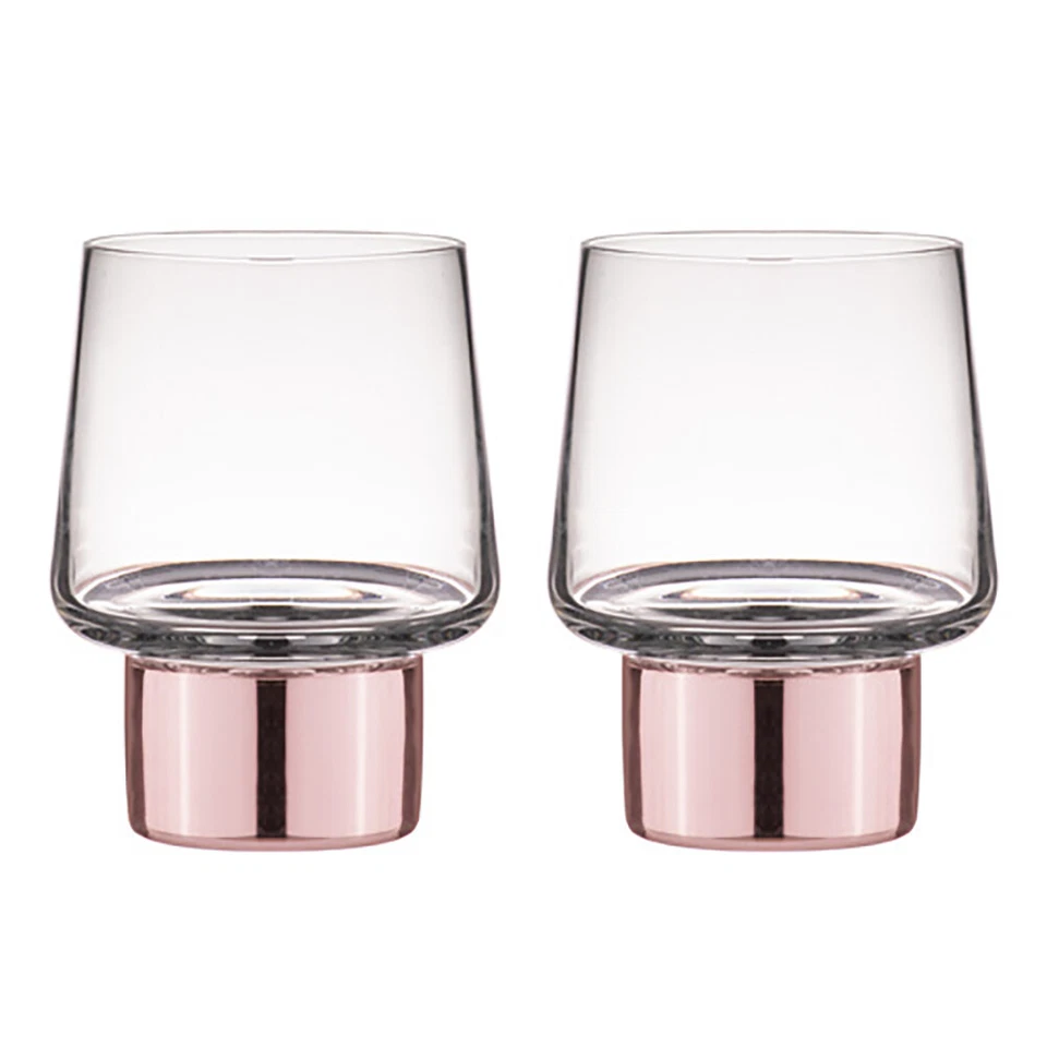 2PK Aurora Crystal Clear 200ml Footed Glass Tumbler Drink Cup Glasses Set Silver