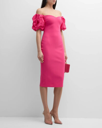Abito Chiara Boni Gavril spalle scoperte nuovo con etichette 4U.S./40IT rosa speziato prezzo al dettaglio consigliato $795. - Foto 2 di 12