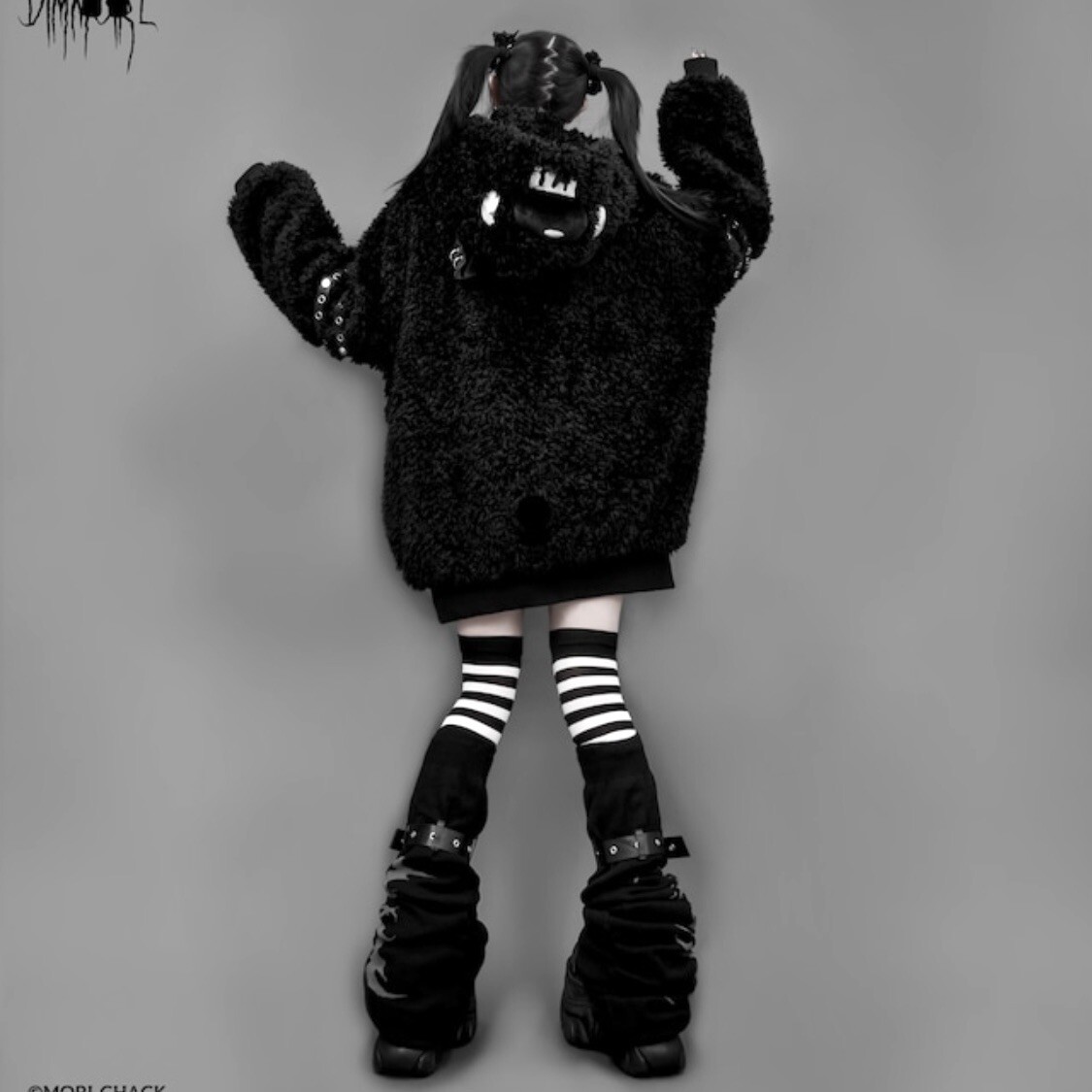 ✓ GLOOMY bear x DimMoire Fleece Hoodie Boa Parka black ✓ GLOOMY bear x DimMoire Fleece Hoodie Boa Parka black