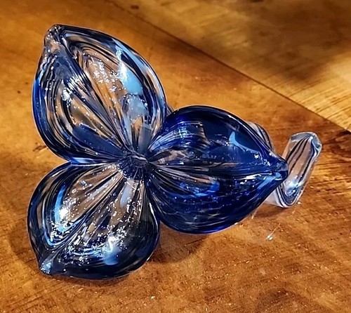 Murano Kunstglas blaue Blume Wirbelstiel mundgeblasen Glaskunstwerk