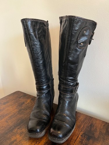 Fly London women's brown wedge heel knee high zip up boots size UK5 - Picture 9 of 16