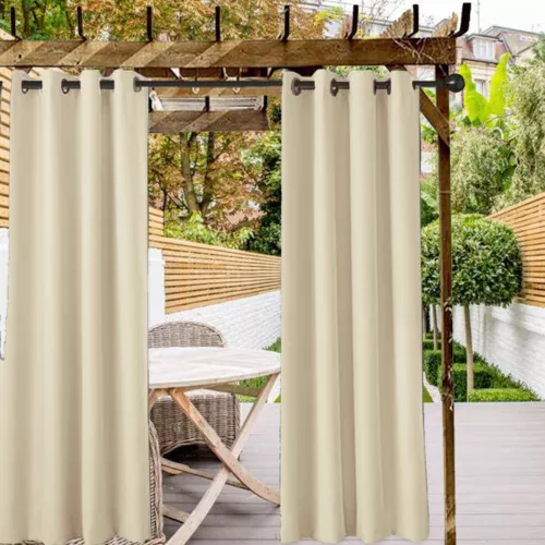 1/2 Stück Wasserdicht Outdoor Terrasse Vorhänge 52" Breit Sichtschutz Verdunkelung Pergola Schatten - Bild 45 von 124