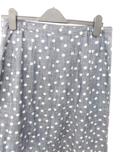 M&S Ladies Size 12 Denim Style Blue Polka Dot Print Pattern Skirt Side Zip - Picture 5 of 8