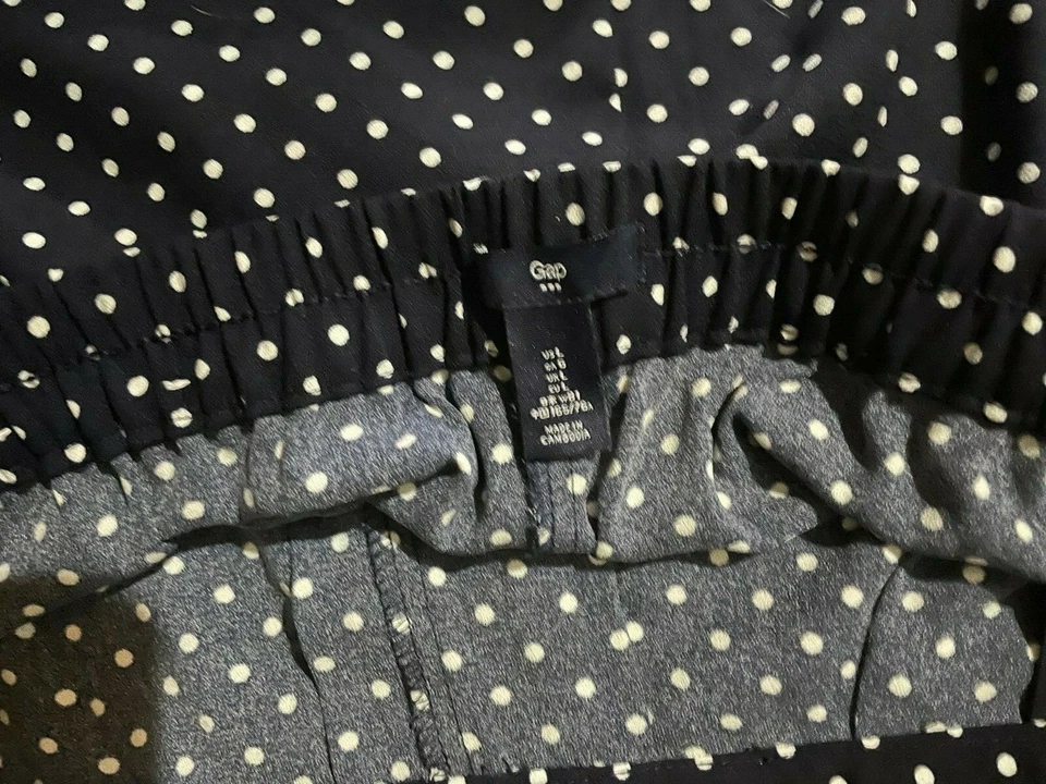 Women Gap Blue White Polka Dot Pleated Shorts Size L FS! - Image 4 of 4