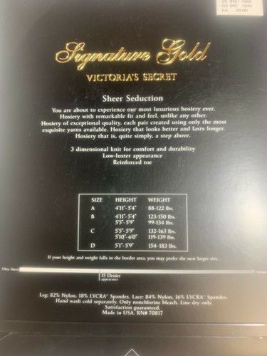 1 Pr Victoria's Secret Sheer Nylon Stockings w/Lace Band-6 Colors-XSmall, Small - Picture 6 of 6