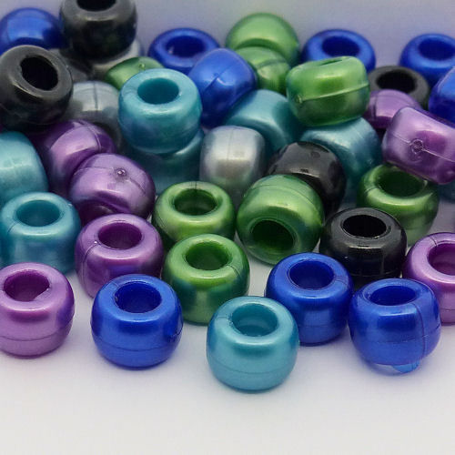 100 Cool Pearl Pony Perlen Schwarz Silber Blau Grün Lila Webstuhl Band Dummy Haar - Bild 1 von 1
