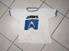 Vtg Thrashed 1970's Jaws Movie Promo Ringer T Shirt Horror Steven Spielberg Rare