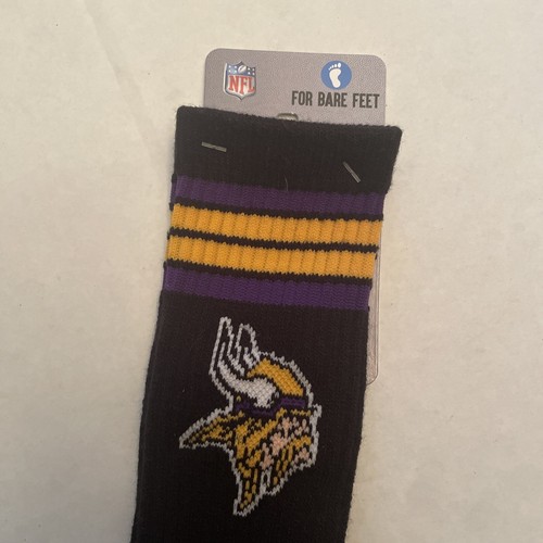 Minnesota Vikings Socks Large Crew NFL Team Football Black Gold Unisex Adult - Picture 3 of 5