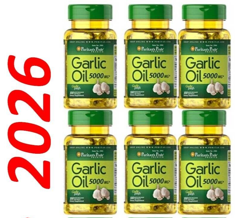 Garlic Oil 5000mg 6 X100=600 Rapid Release Pills Cholesterol Cardio Health  2026