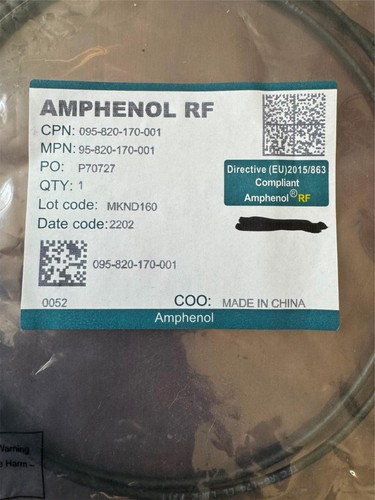 Amphenol RF Cable 4 Foot Custom Cable MPN: 95-820-170-001 - Picture 2 of 7