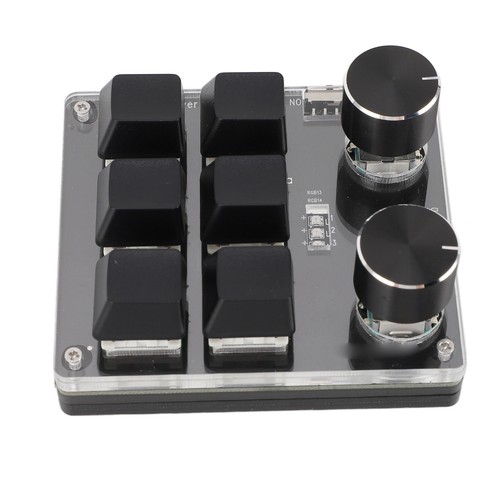New USB Mini 6 Key Keypad With 2 Knob Red Switch Programmable Custom Mini Macro - Bild 10 von 22