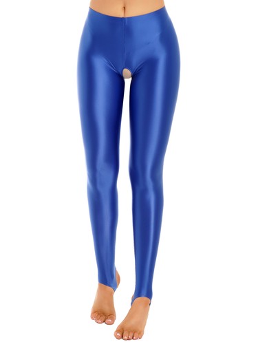 Pantimedias para mujer altas elásticas brillantes entrepierna abierta interior fitness brillante - Imagen 115 de 152