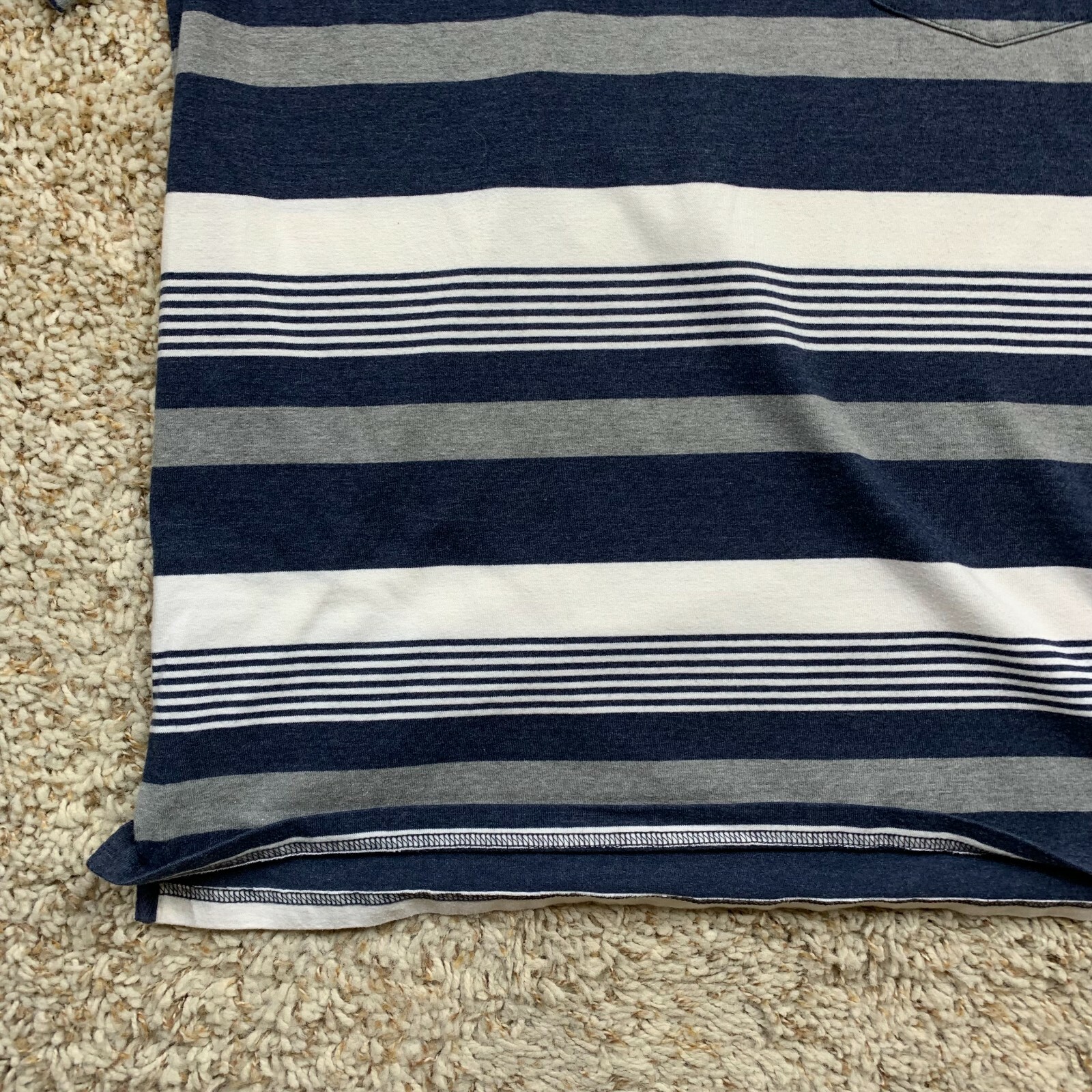 St. John's Bay Polo Shirt Mens Medium Blue Striped Short Sleeve