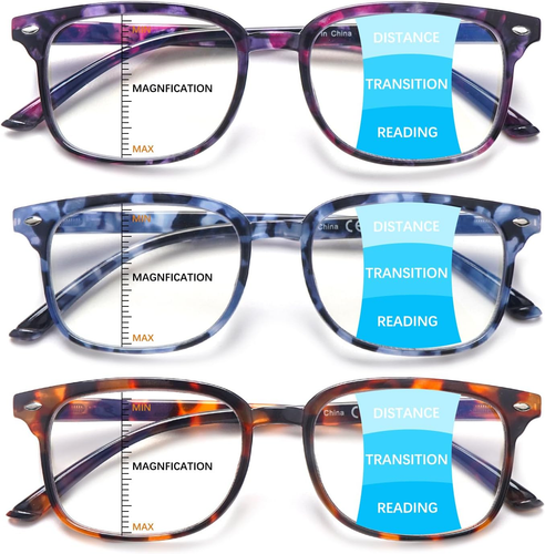 Progressive Multifocal anti Blue Light Reading Glasses for Women and Men Fashion