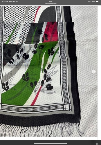 Palestine scarf For Man & women hijab keffiyeh Hatta Palestine Olive Oil - Picture 3 of 4
