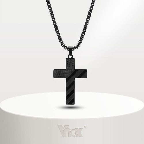 American Flag Cross Pendant Necklace for Men Bold US Flag Textured Pendant Faith - Picture 1 of 9