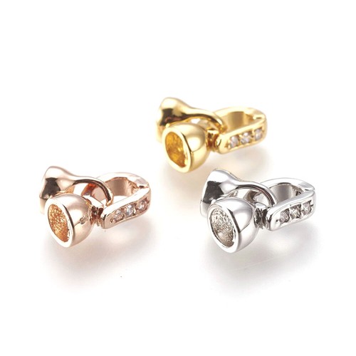 5Sets Cubic Zirconia Fold Over Clasps Brass Cord End Extender Mixed Color 12mm - Picture 11 of 11