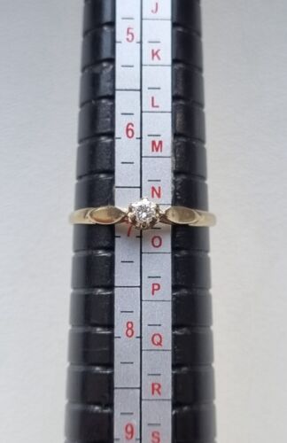 9ct Yellow Gold Hallmarked Diamond Solitaire Ring 1g N Read Description - Picture 3 of 12