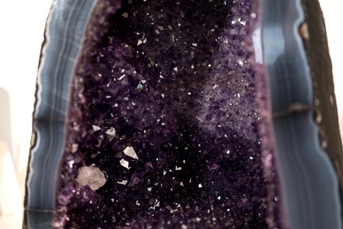 Pair of Rare Deep Purple Amethyst Geodes on Intact Blue Lace Agate Matrix - Picture 10 of 10