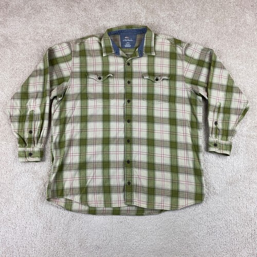 Bob Timberlake Shirt Men 2XLT Green Plaid Twill Flannel Button Up Shirt Collared - Picture 1 of 10