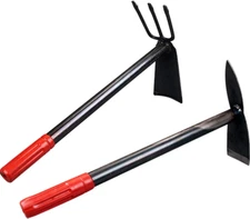 2 Pack Hand Garden Tools Set Hand Hoe and Cultivator Combo Carbon Steel Hand Til