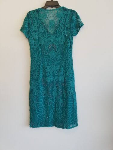 JS COLLECTIONS Green Jade Beaded Soutache Embroidered Lace Sheath Dress 10 = M - Picture 5 of 5