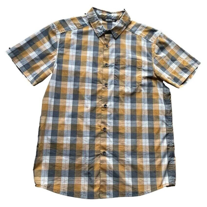 arcteryx ss button up logo plaid lnwot shirt