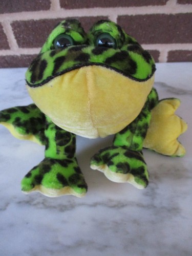 Webkinz BullFrog- Greens/Yellow Ganz 9" Plush Beanie Green Eyes - Picture 1 of 4