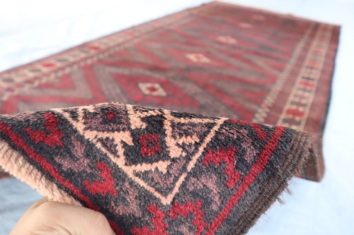 4x9 ft Antique Handmade Afghan Hallway Rug- Turkmen Boho Rug- Wide Hallway Rug - Picture 3 of 15